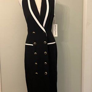 Danny & Nicole Double Breasted Dress Size 12 NWT Black & White